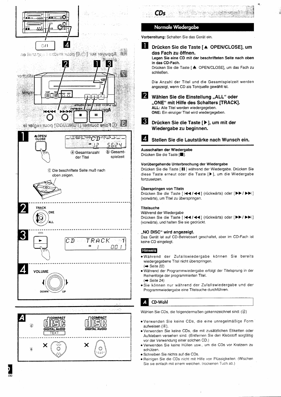 Normale wiedergabe, Stellen sie die lautstärke nach wunsch ein | Panasonic SCHD505MD User Manual | Page 20 / 56