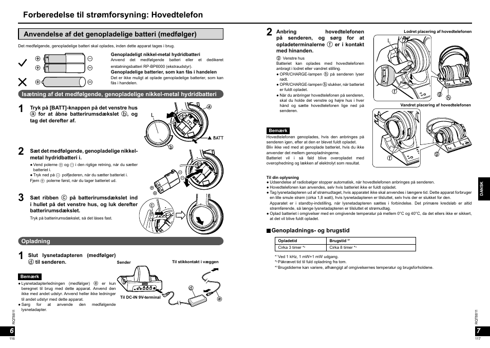 Forberedelse til strømforsyning: hovedtelefon | Panasonic RPWF6000 User Manual | Page 59 / 113