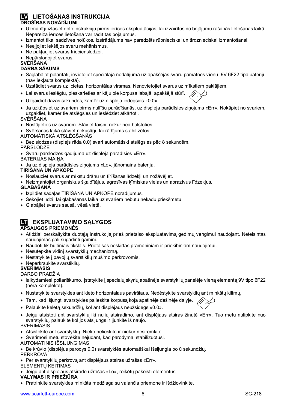 Scarlett SC-218 User Manual | Page 8 / 11