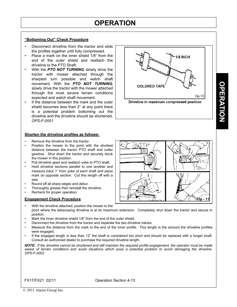 Operation, Opera t ion | Alamo RHINO FX21 User Manual | Page 111 / 156