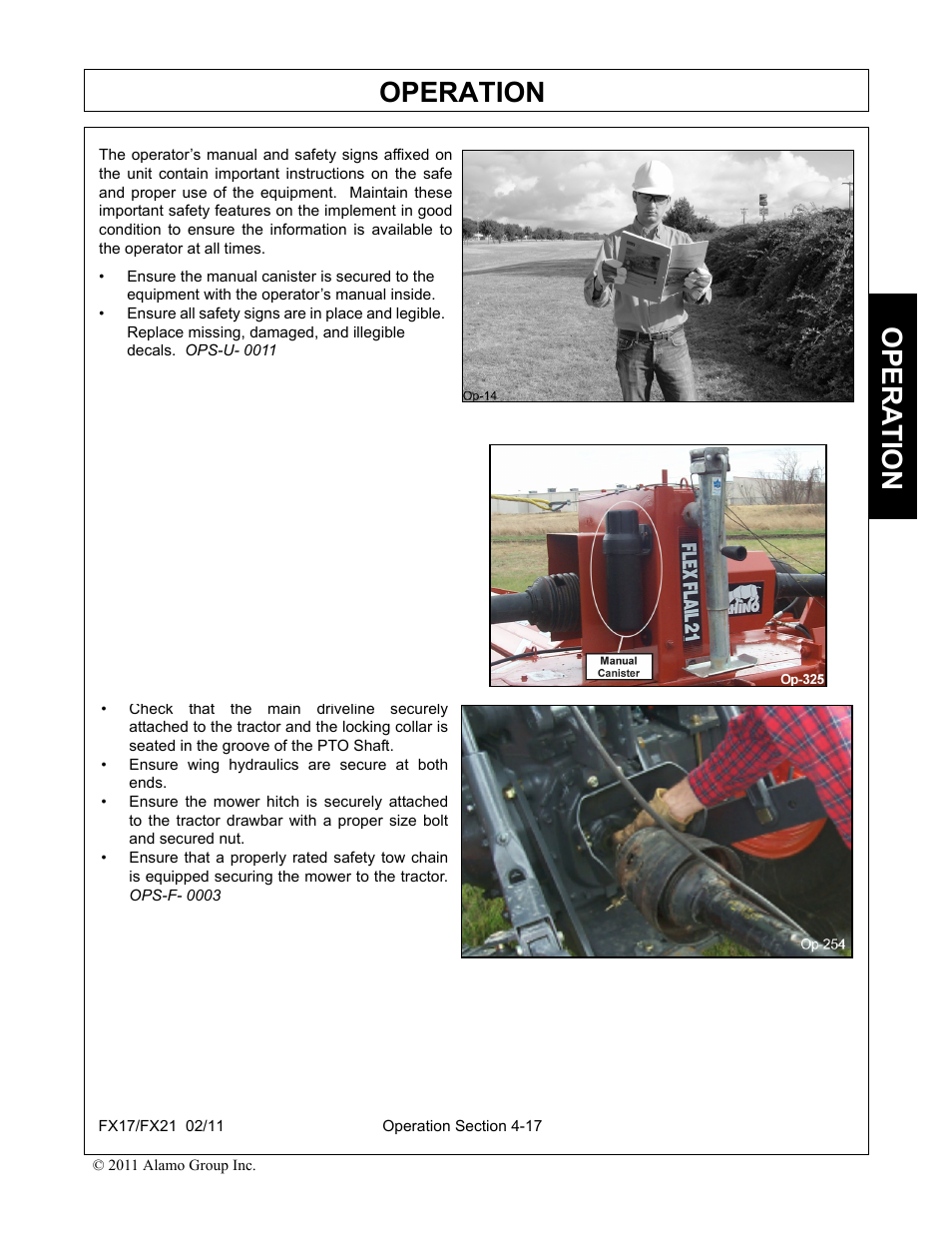 Operation, Opera t ion | Alamo RHINO FX21 User Manual | Page 115 / 156