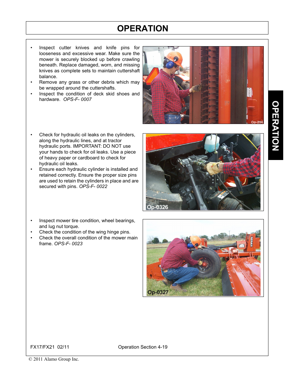 Operation, Opera t ion | Alamo RHINO FX21 User Manual | Page 117 / 156