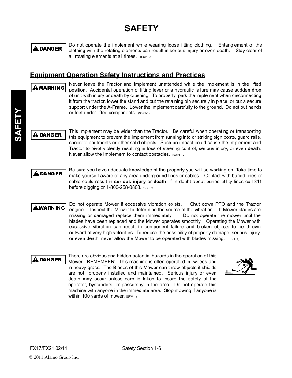 Safety | Alamo RHINO FX21 User Manual | Page 12 / 156