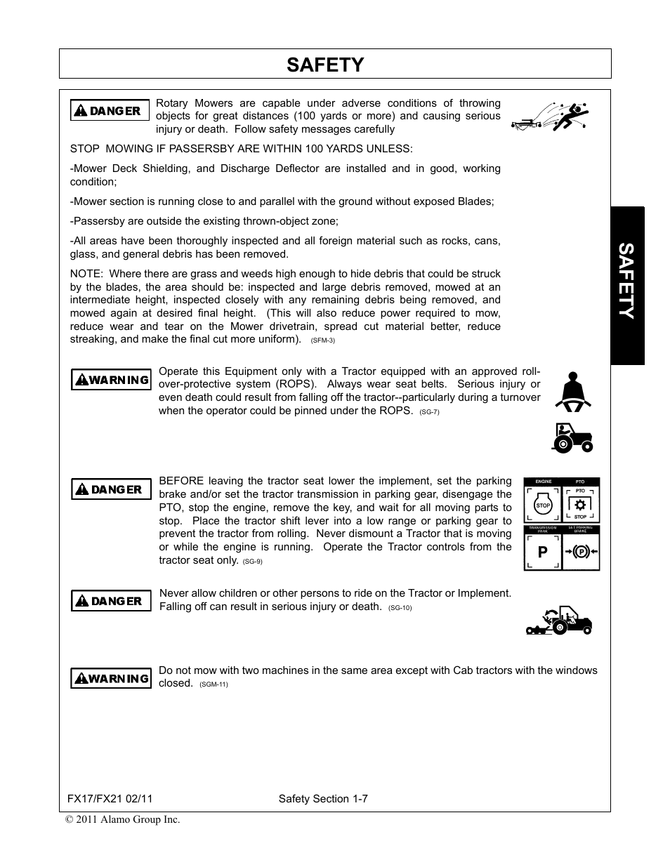 Safety | Alamo RHINO FX21 User Manual | Page 13 / 156