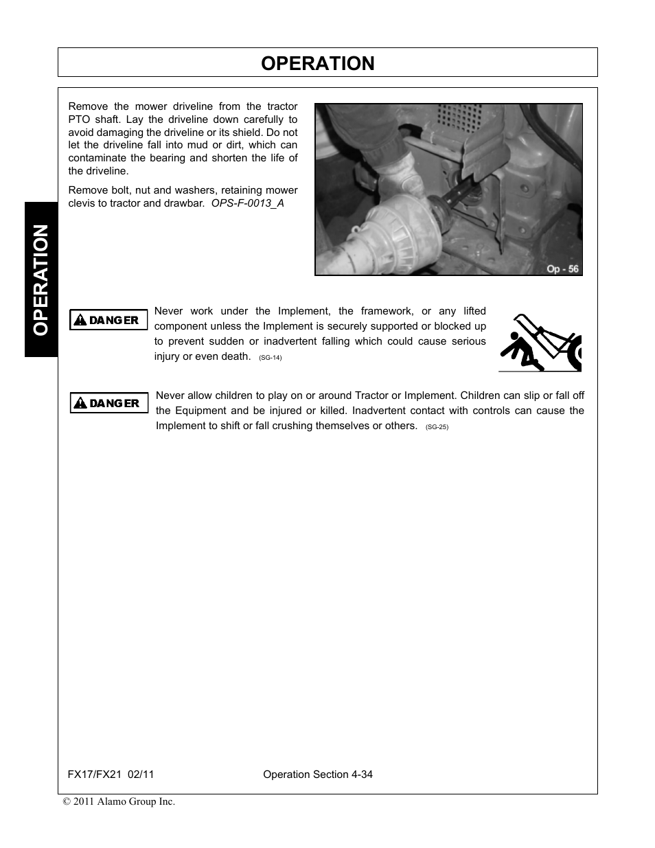 Operation, Opera t ion | Alamo RHINO FX21 User Manual | Page 132 / 156