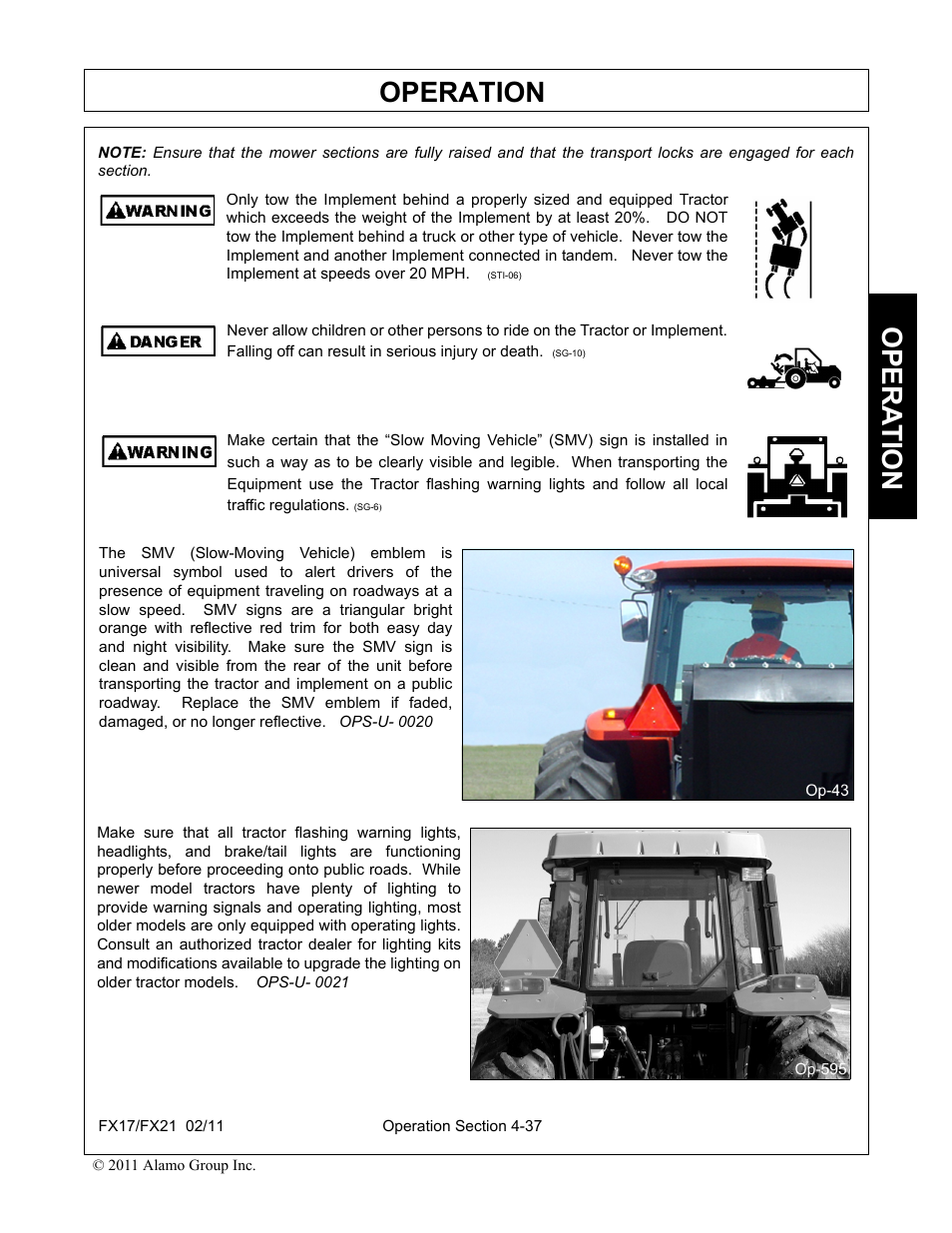 Operation, Opera t ion | Alamo RHINO FX21 User Manual | Page 135 / 156
