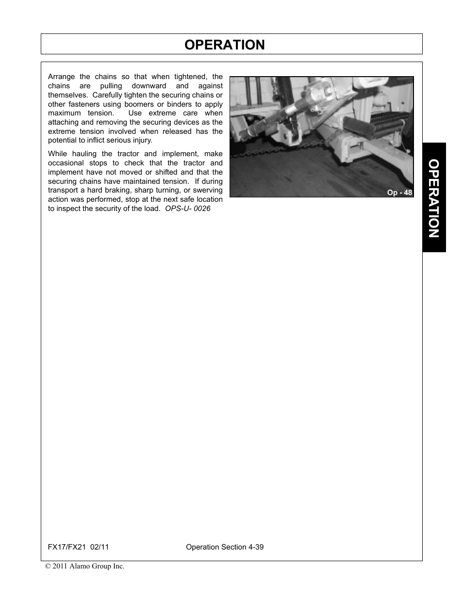 Operation, Opera t ion | Alamo RHINO FX21 User Manual | Page 137 / 156