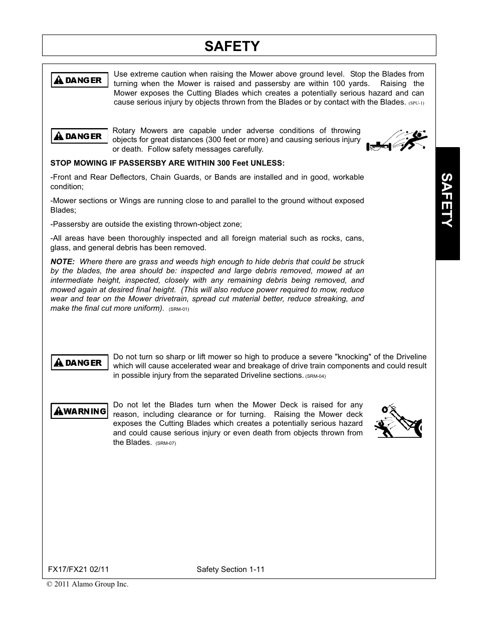 Safety | Alamo RHINO FX21 User Manual | Page 17 / 156