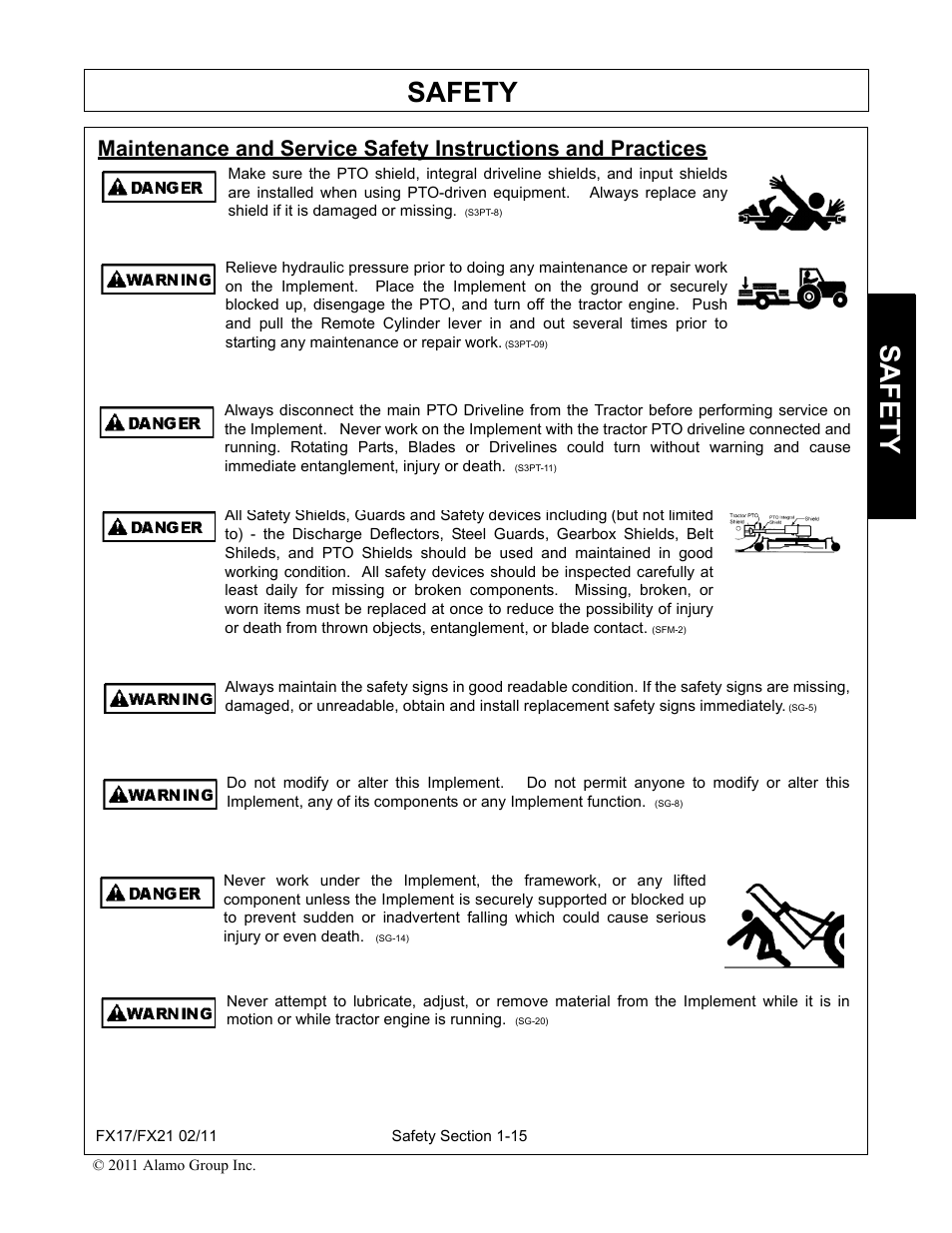 Safety | Alamo RHINO FX21 User Manual | Page 21 / 156