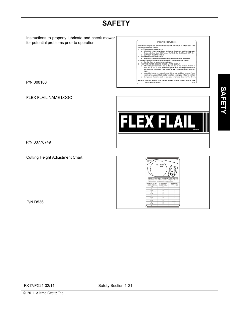 Safety | Alamo RHINO FX21 User Manual | Page 27 / 156