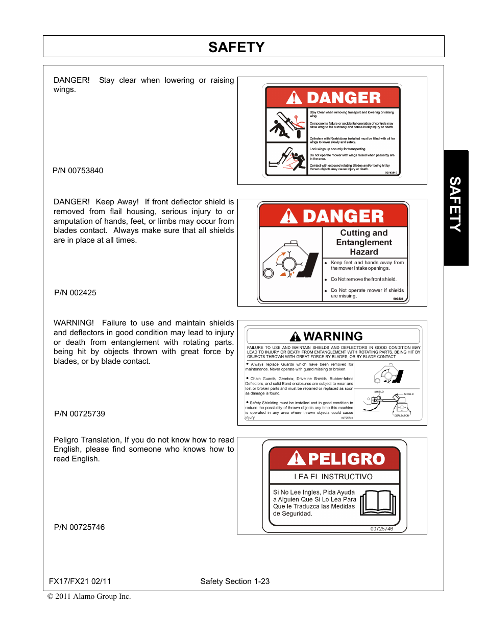 Safety | Alamo RHINO FX21 User Manual | Page 29 / 156