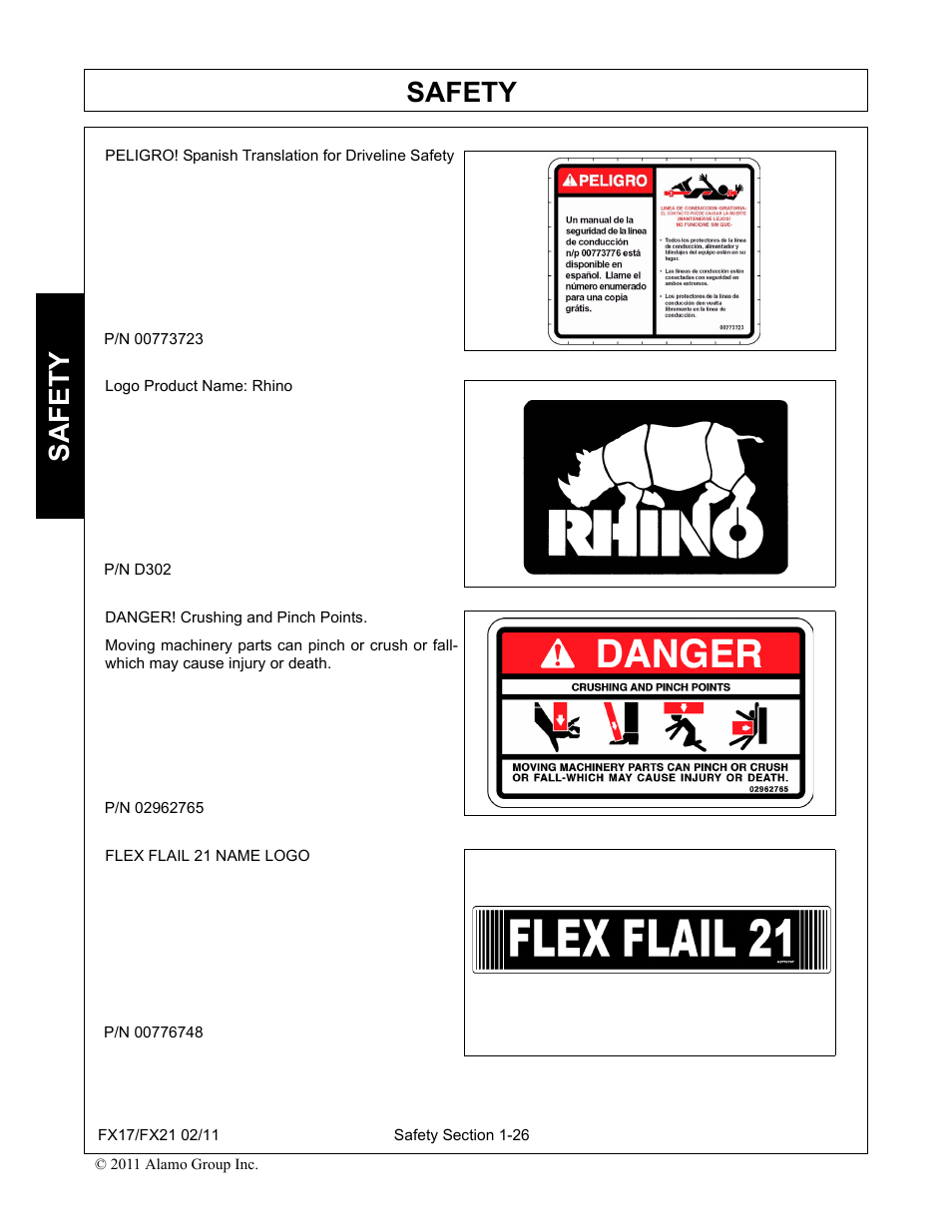 Safety | Alamo RHINO FX21 User Manual | Page 32 / 156