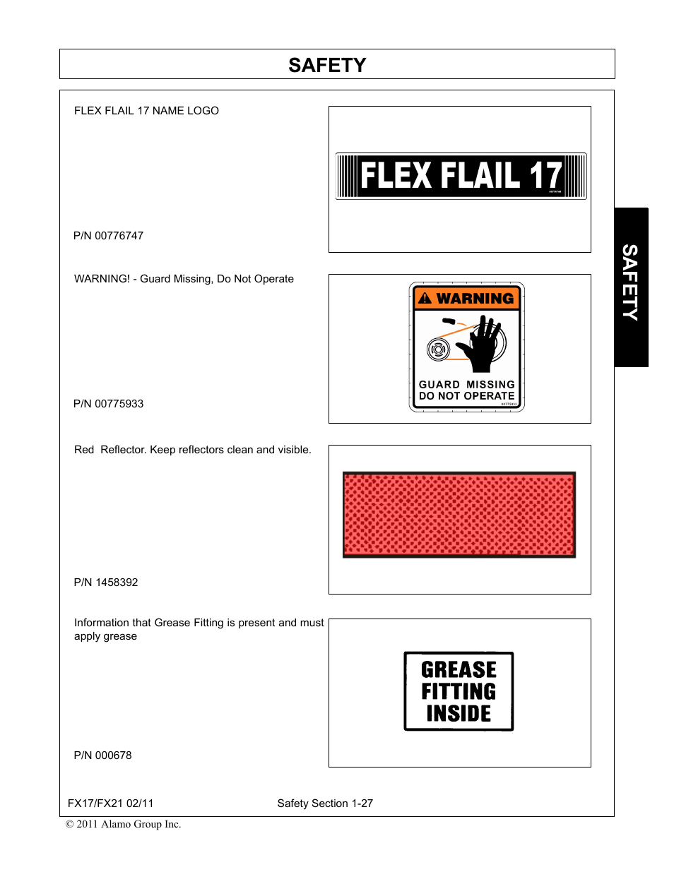 Safety | Alamo RHINO FX21 User Manual | Page 33 / 156