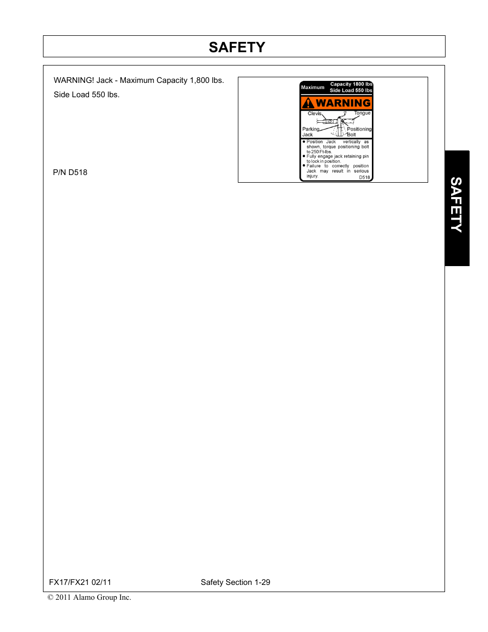 Safety | Alamo RHINO FX21 User Manual | Page 35 / 156