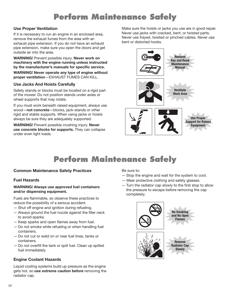 Perform maintenance safely | Alamo RHINO FX21 User Manual | Page 58 / 156