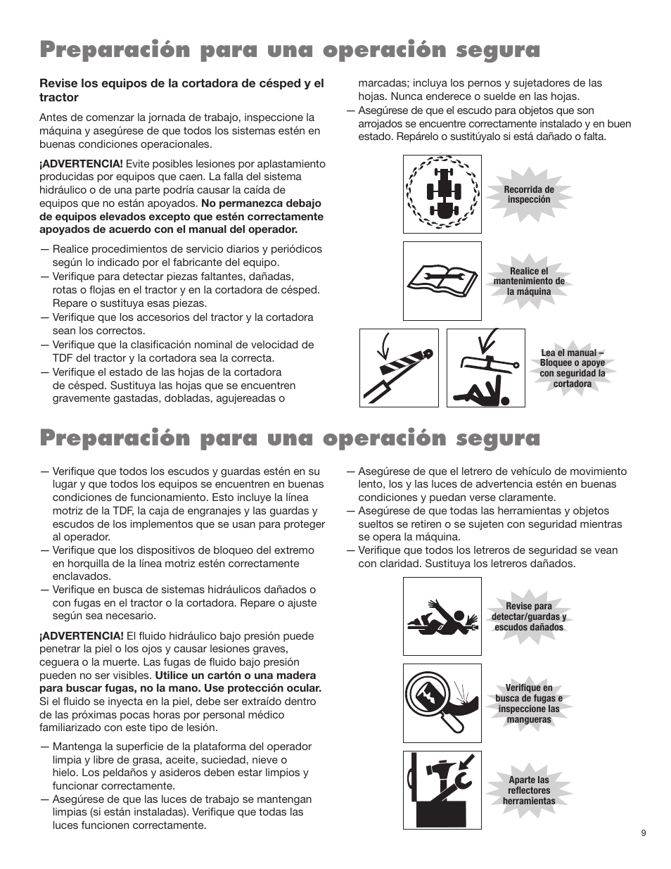 Preparación para una operación segura | Alamo RHINO FX21 User Manual | Page 71 / 156