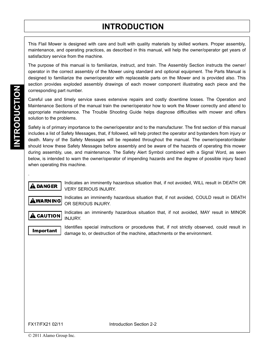 Introduction | Alamo RHINO FX21 User Manual | Page 90 / 156