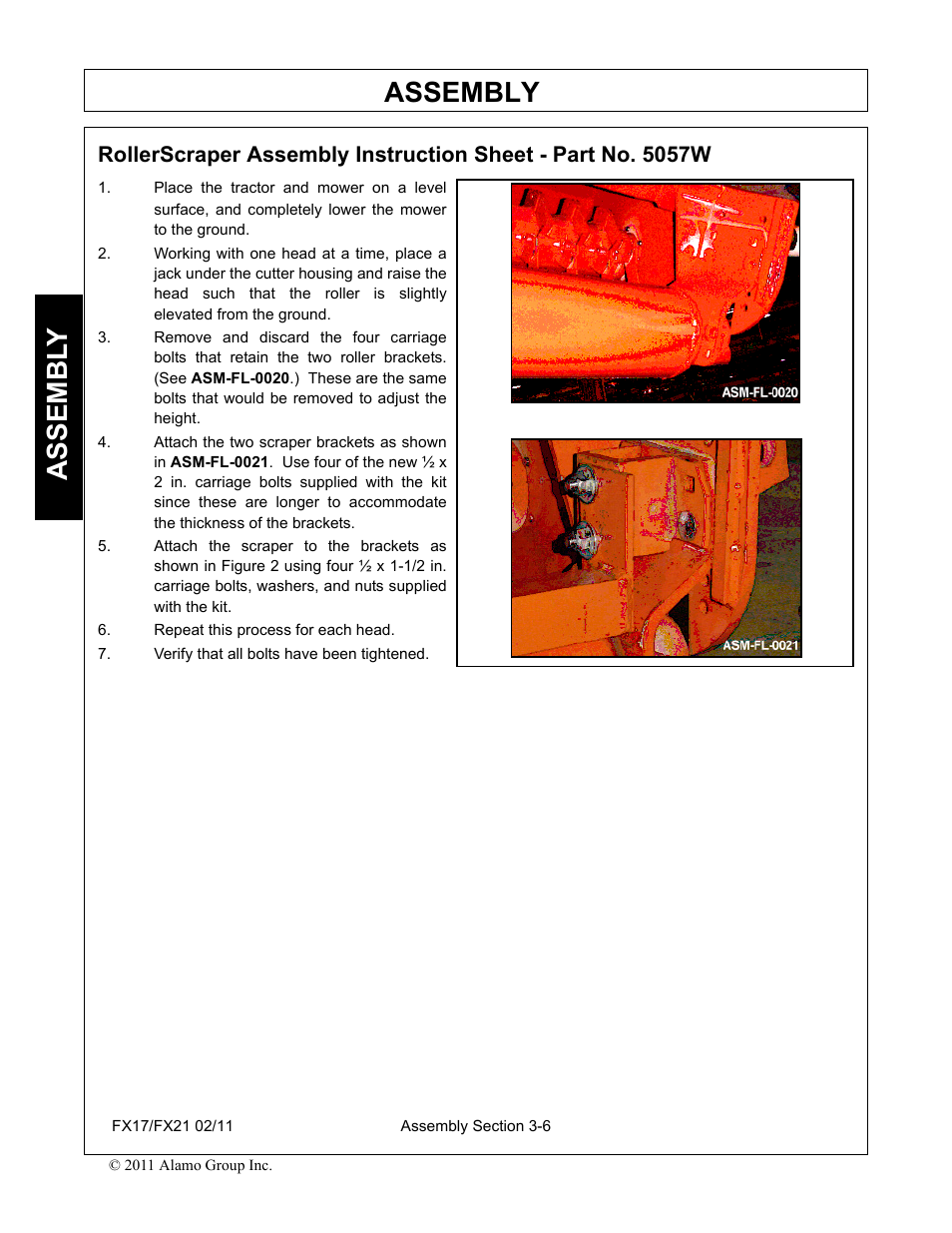 Repeat this process for each head, Verify that all bolts have been tightened, Assembly | Assembl y | Alamo RHINO FX21 User Manual | Page 98 / 156