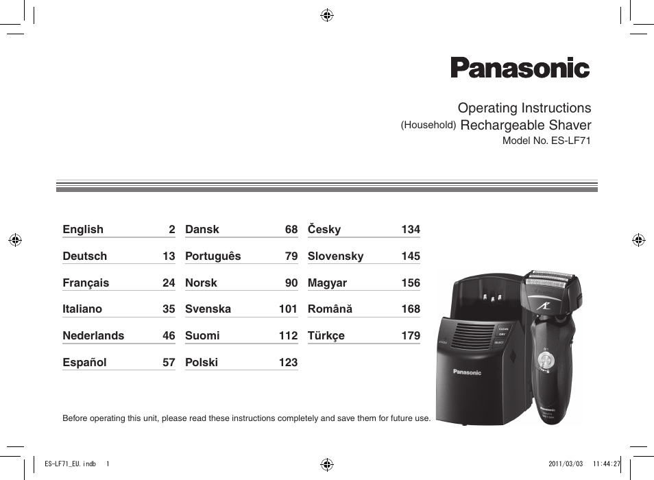 Panasonic ESLF71 User Manual | 192 pages