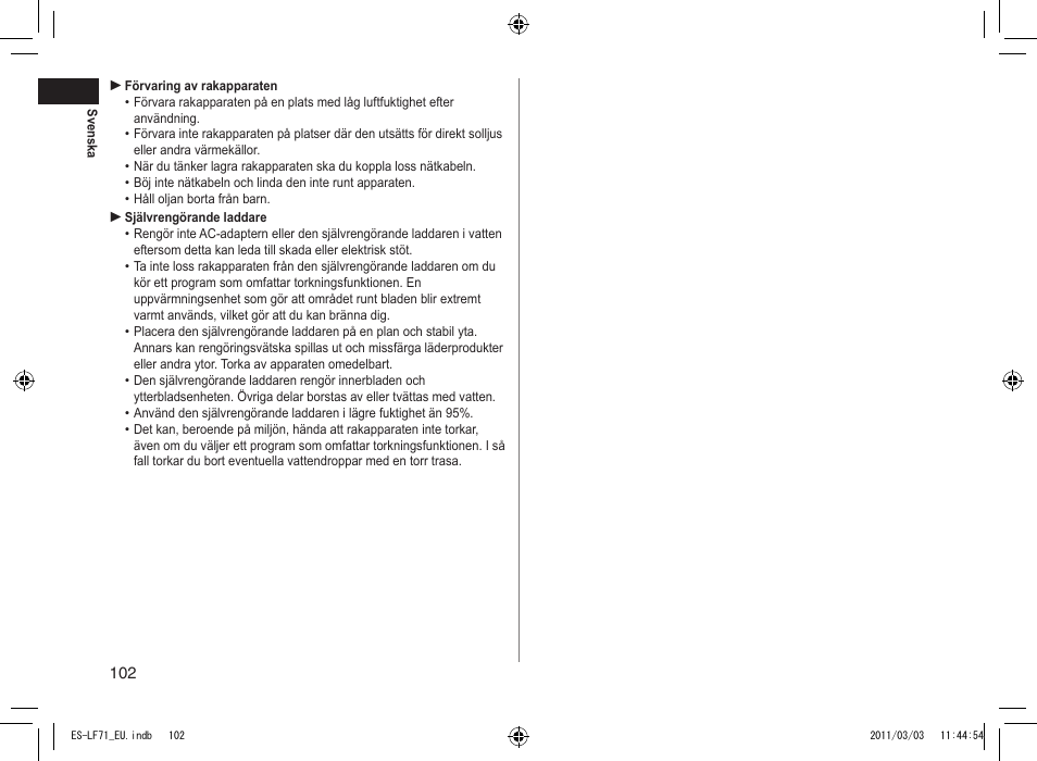 Panasonic ESLF71 User Manual | Page 102 / 192