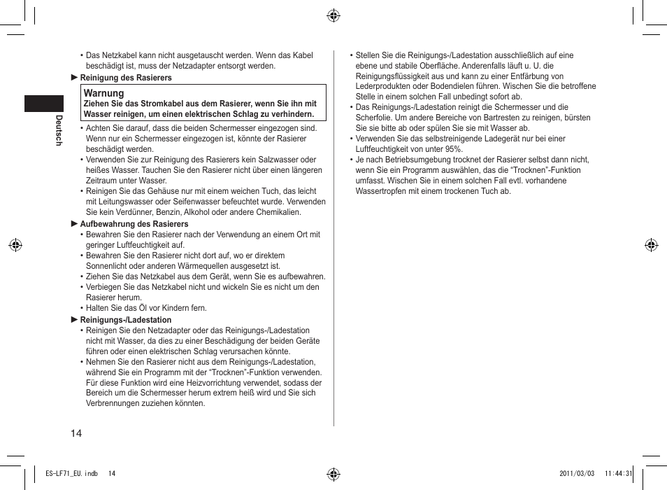 Panasonic ESLF71 User Manual | Page 14 / 192
