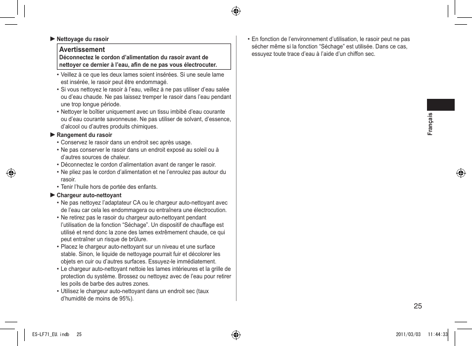 Panasonic ESLF71 User Manual | Page 25 / 192