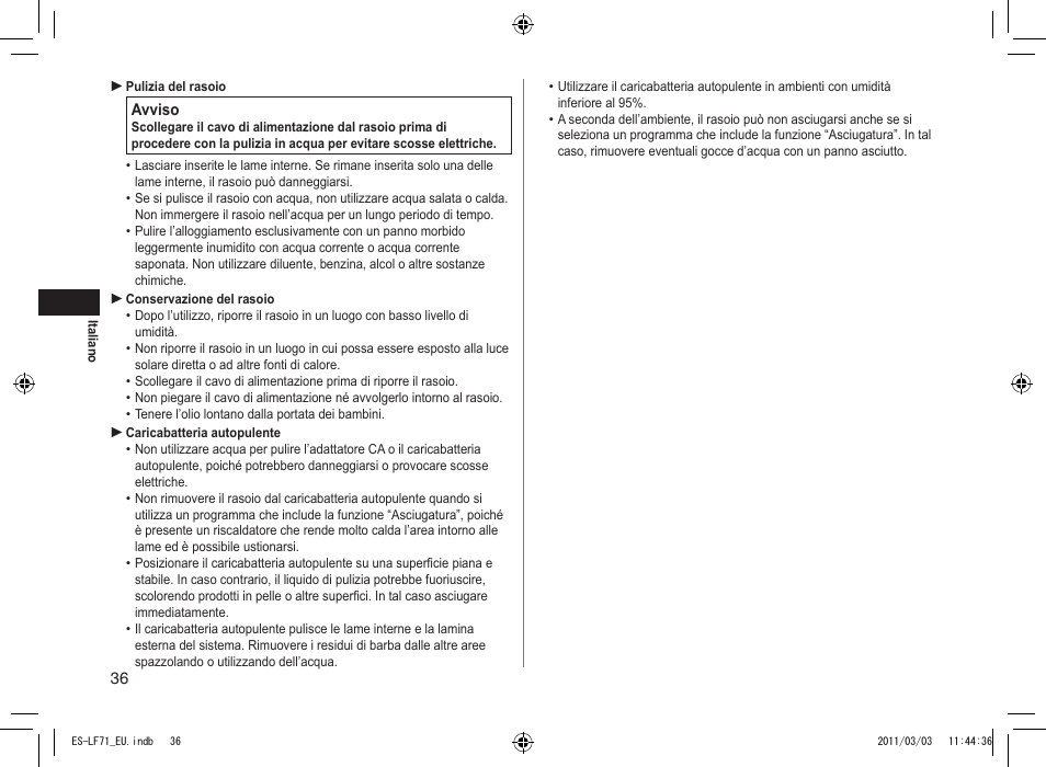Panasonic ESLF71 User Manual | Page 36 / 192