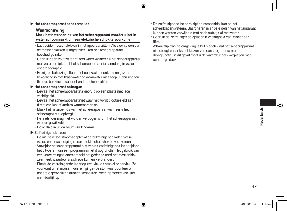 Panasonic ESLF71 User Manual | Page 47 / 192