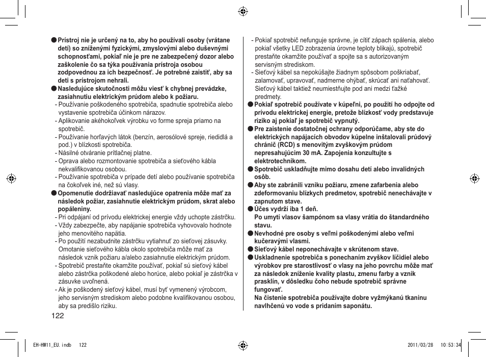 Panasonic EHHW11 User Manual | Page 122 / 158
