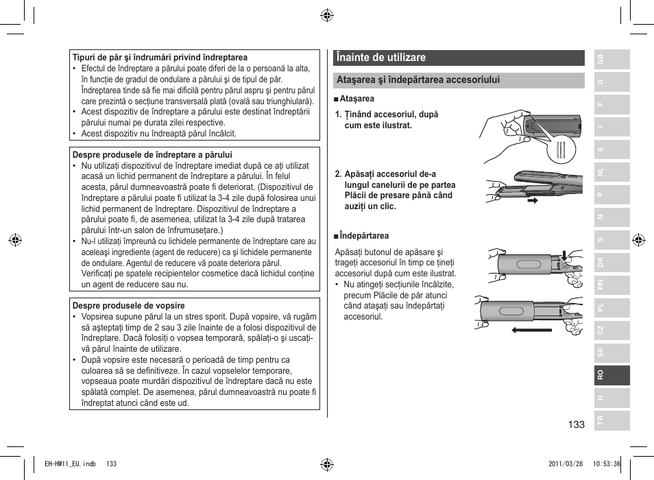 Înainte de utilizare | Panasonic EHHW11 User Manual | Page 133 / 158