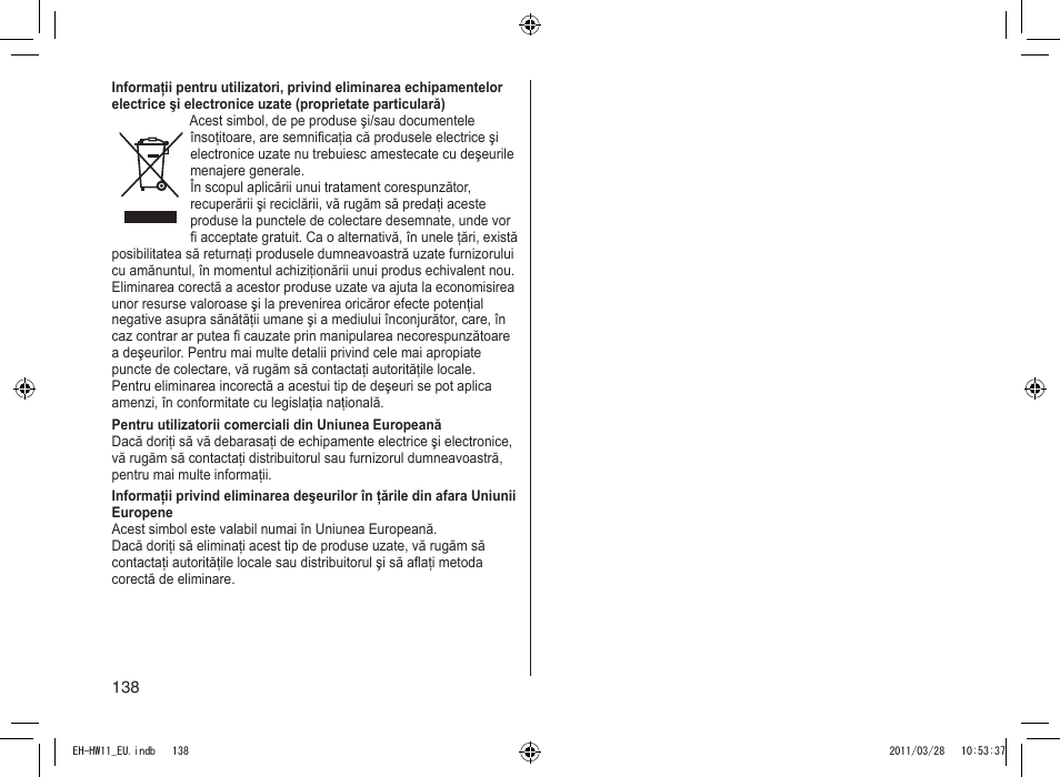 Panasonic EHHW11 User Manual | Page 138 / 158