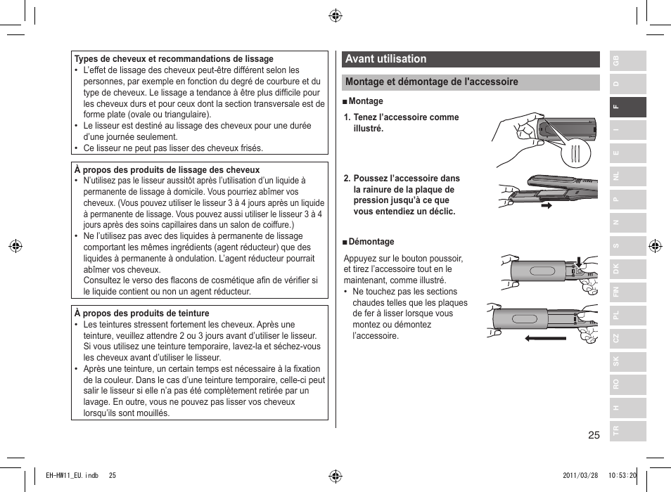 Avantutilisation | Panasonic EHHW11 User Manual | Page 25 / 158
