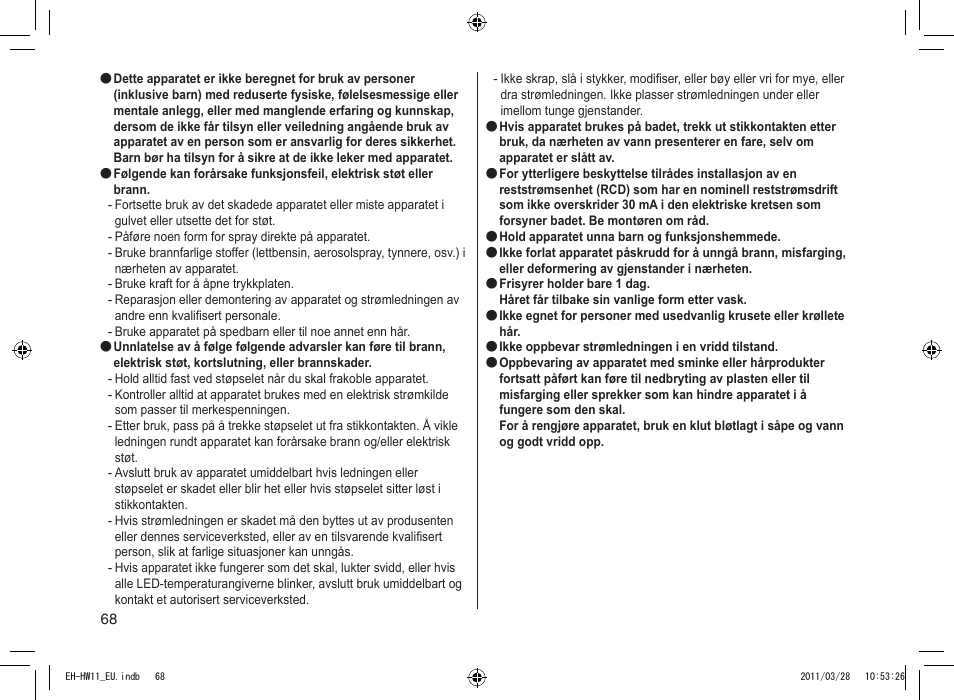 Panasonic EHHW11 User Manual | Page 68 / 158