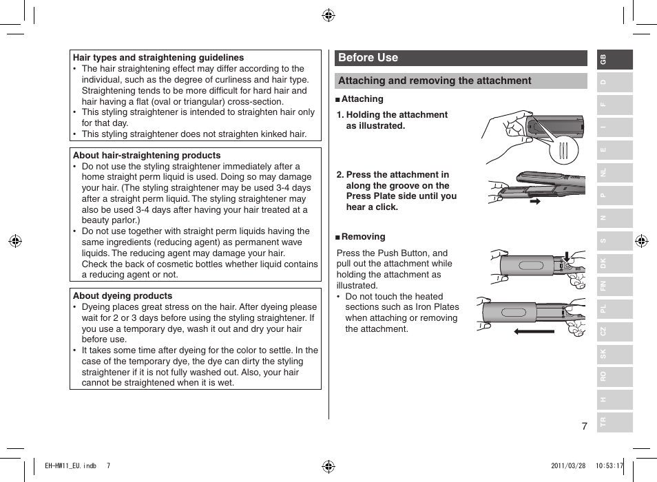 Before use | Panasonic EHHW11 User Manual | Page 7 / 158