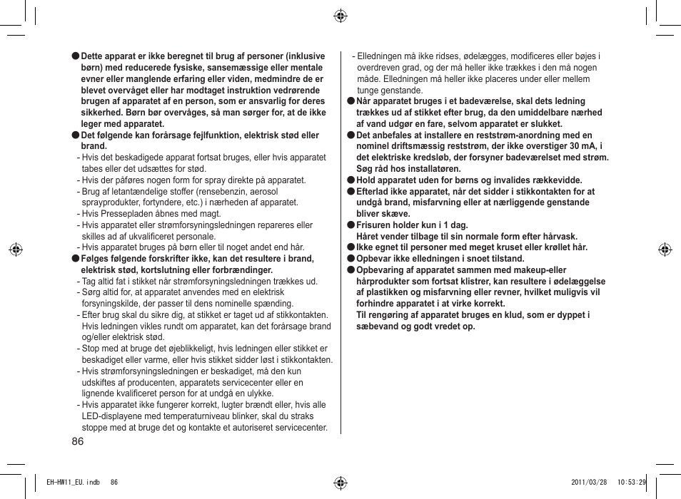 Panasonic EHHW11 User Manual | Page 86 / 158