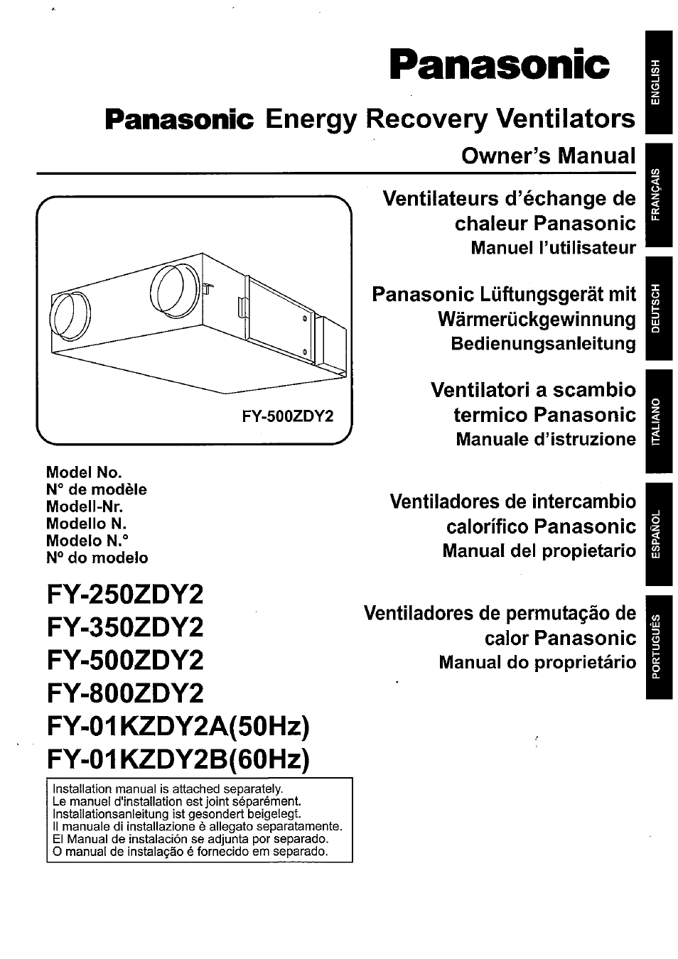 Panasonic FY500ZDY2 User Manual | 62 pages