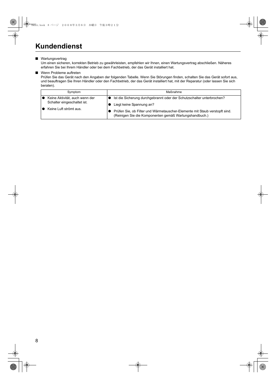 Kundendienst | Panasonic FY500ZDY2 User Manual | Page 29 / 62