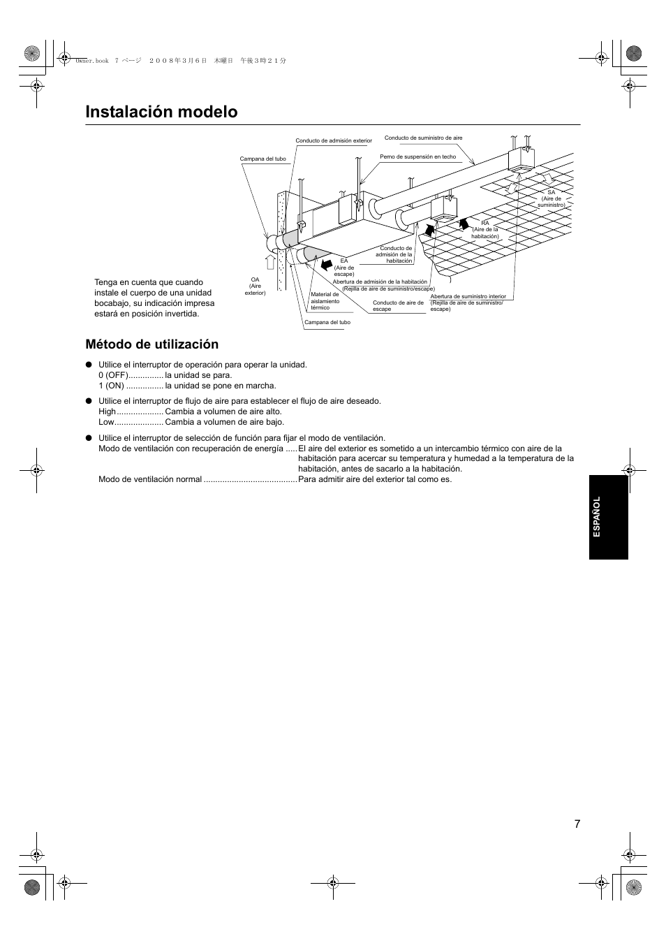 Instalación modelo, Método de utilización | Panasonic FY500ZDY2 User Manual | Page 48 / 62