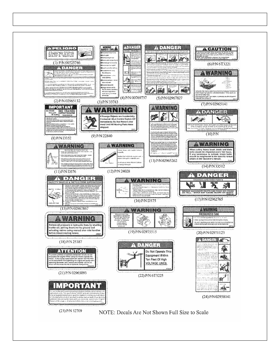 Decals - safety book listing | Alamo Axtreme 02983326P User Manual | Page 62 / 116