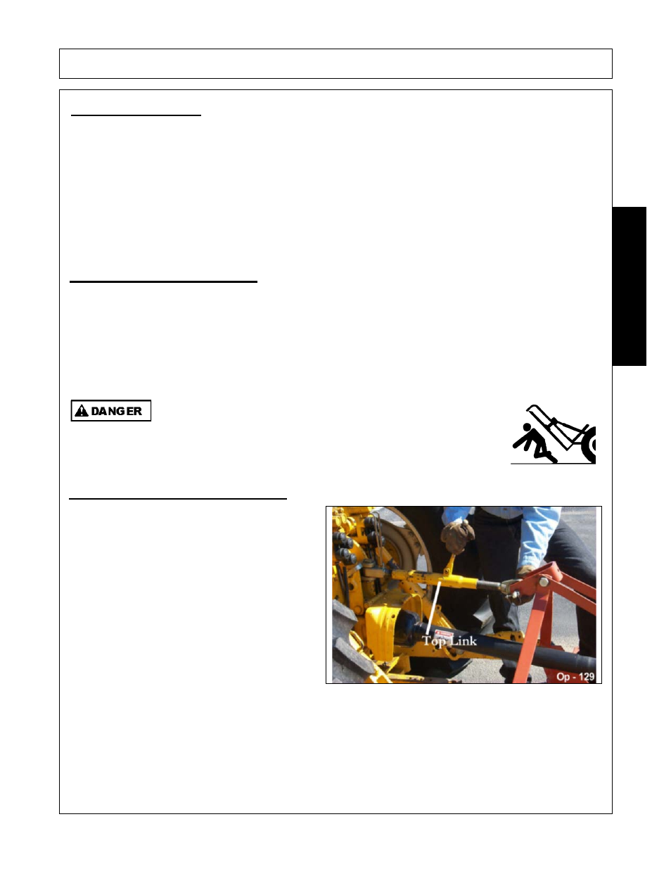 3 safety tow chain, Setting the mower, 1 setting mower height- lift type | Park the tractor and mower on level ground, Shut down the tractor and remove the key, Operation, Opera t ion | Alamo RX96 User Manual | Page 109 / 172