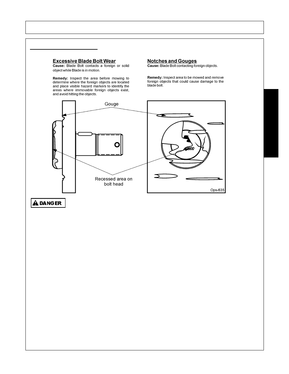 4 blade bolt inspection, Blade bolt inspection -25, Operation | Opera t ion | Alamo RX96 User Manual | Page 121 / 172