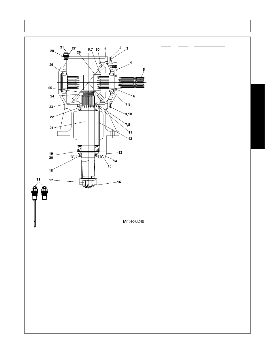 1 housing, 1 lockwasher, 16 bolt | 1 input cap, 1 input seal, 1 gear adj. shim .30, 1 gear adj. shim .50, 2 input cap gasket .10, 2 input cap gasket .25, 1 gear mounting spacer | Alamo RX96 User Manual | Page 165 / 172