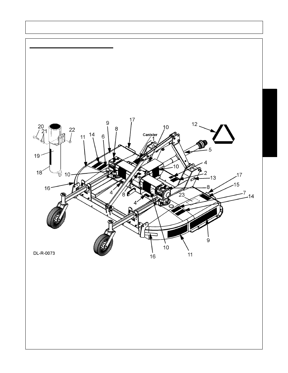 Decal location - lift model, Decal location - lift model -17, Safety | Alamo RX96 User Manual | Page 25 / 172