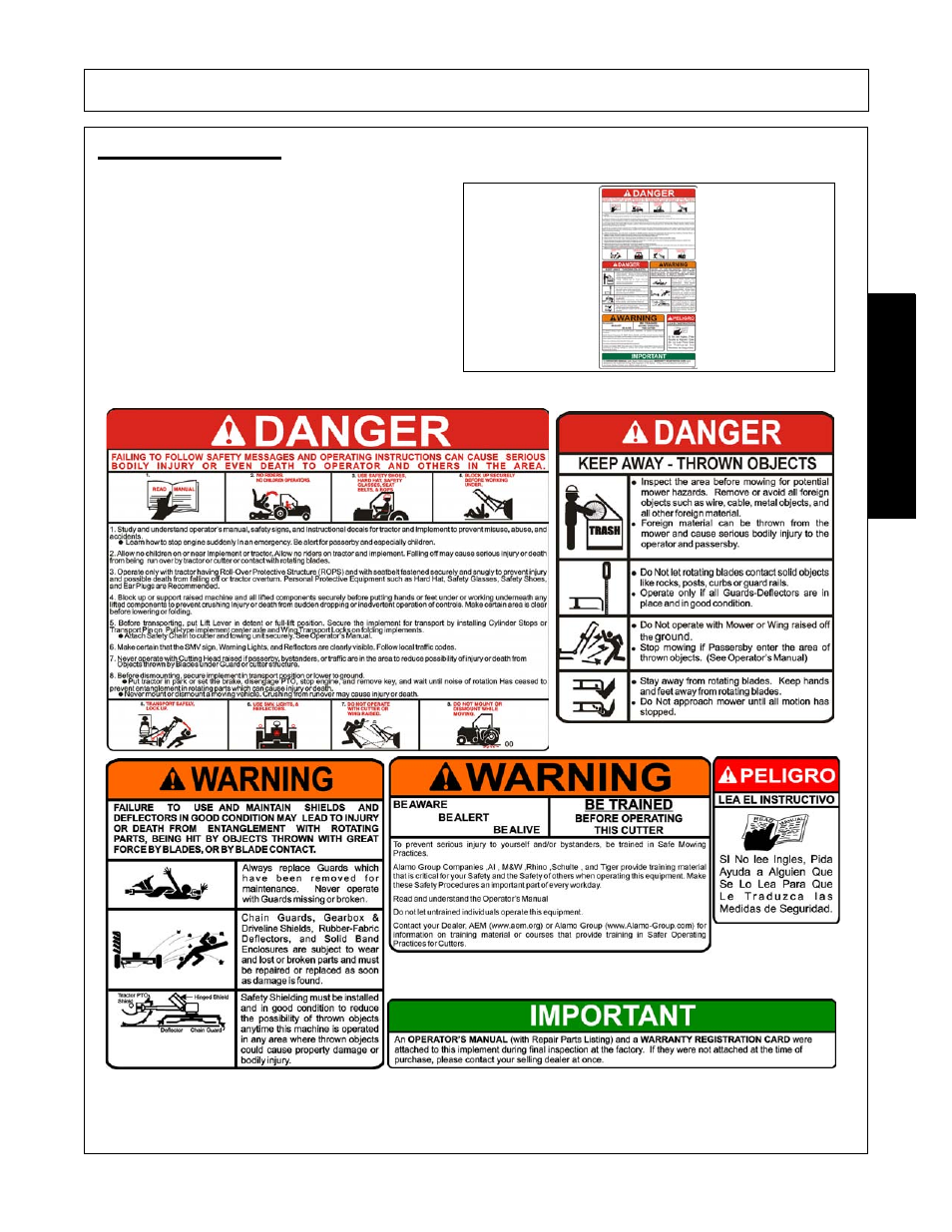 Decal description, Decal description -21, Safety | Alamo RX96 User Manual | Page 29 / 172
