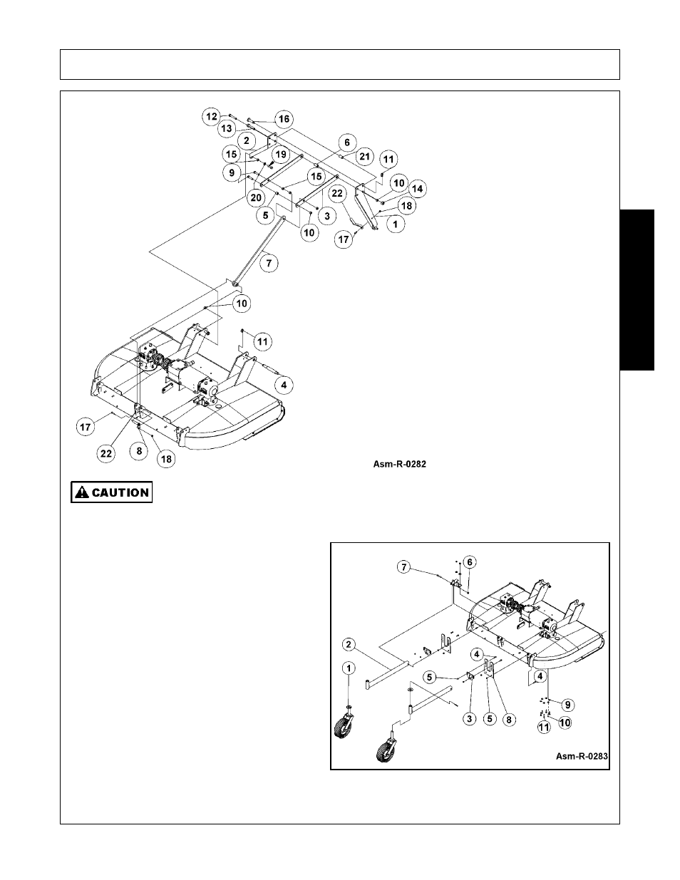 Tailwheel assembly - lift, 1 a-frame - rh, 1 a-frame - lh | 2 brace, 2 hitch pin, 1 bushing, 1 spacer, 1 brace, 1 axle pivot pin, 2 bolt | Alamo RX96 User Manual | Page 87 / 172