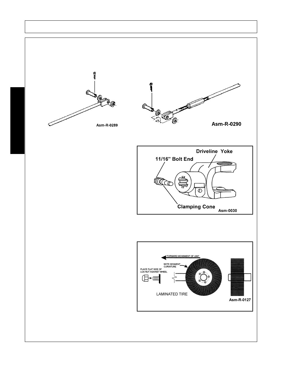 Control rods - pull type, Driveline clamp cone yoke, Wheels | Assembly, Assembl y | Alamo RX96 User Manual | Page 90 / 172