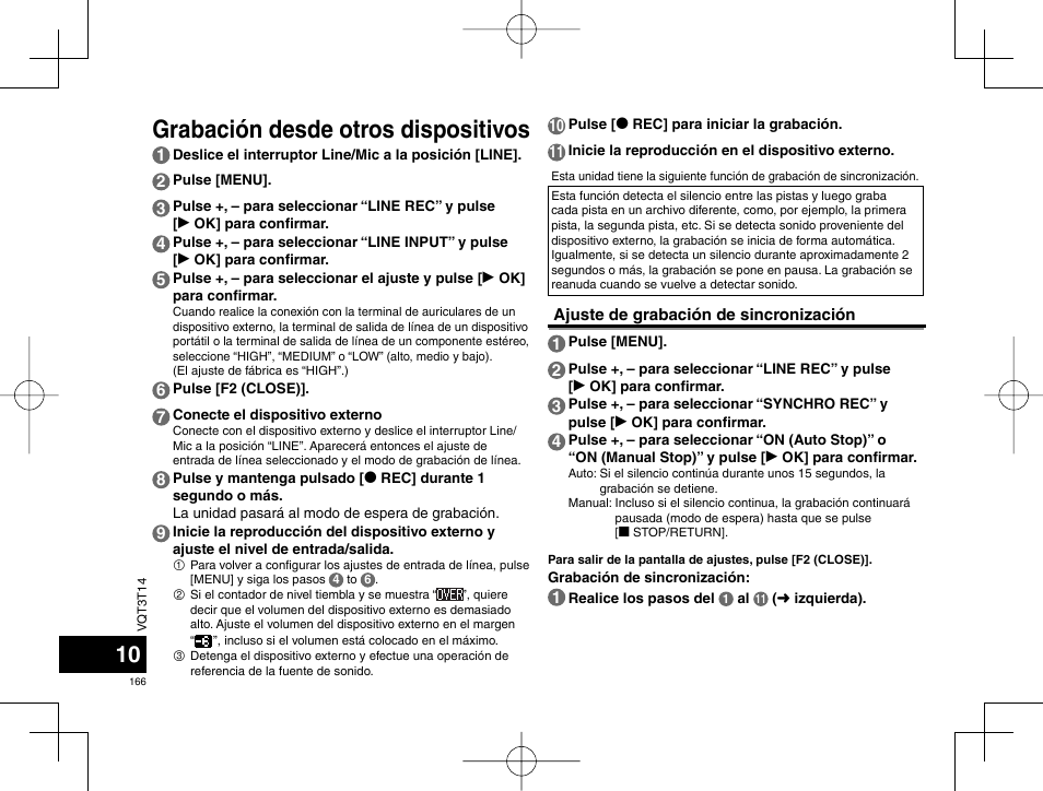 Grabación desde otros dispositivos | Panasonic RRXS410E User Manual | Page 166 / 230