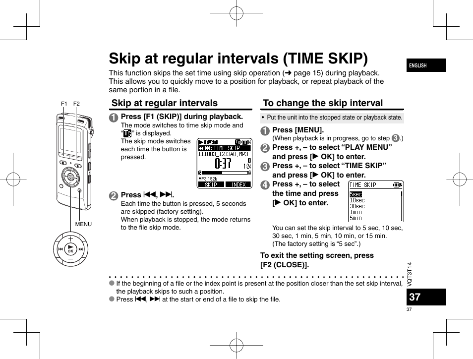 Skip at regular intervals (time skip), Skip at regular intervals 1 | Panasonic RRXS410E User Manual | Page 37 / 230