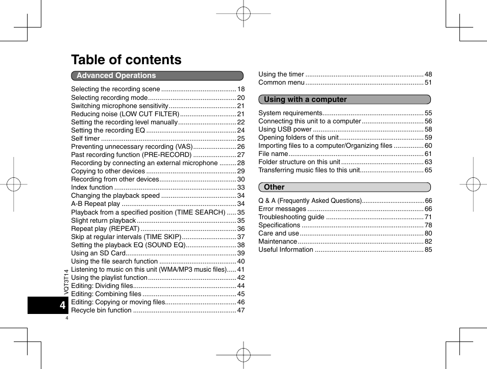 Panasonic RRXS410E User Manual | Page 4 / 230