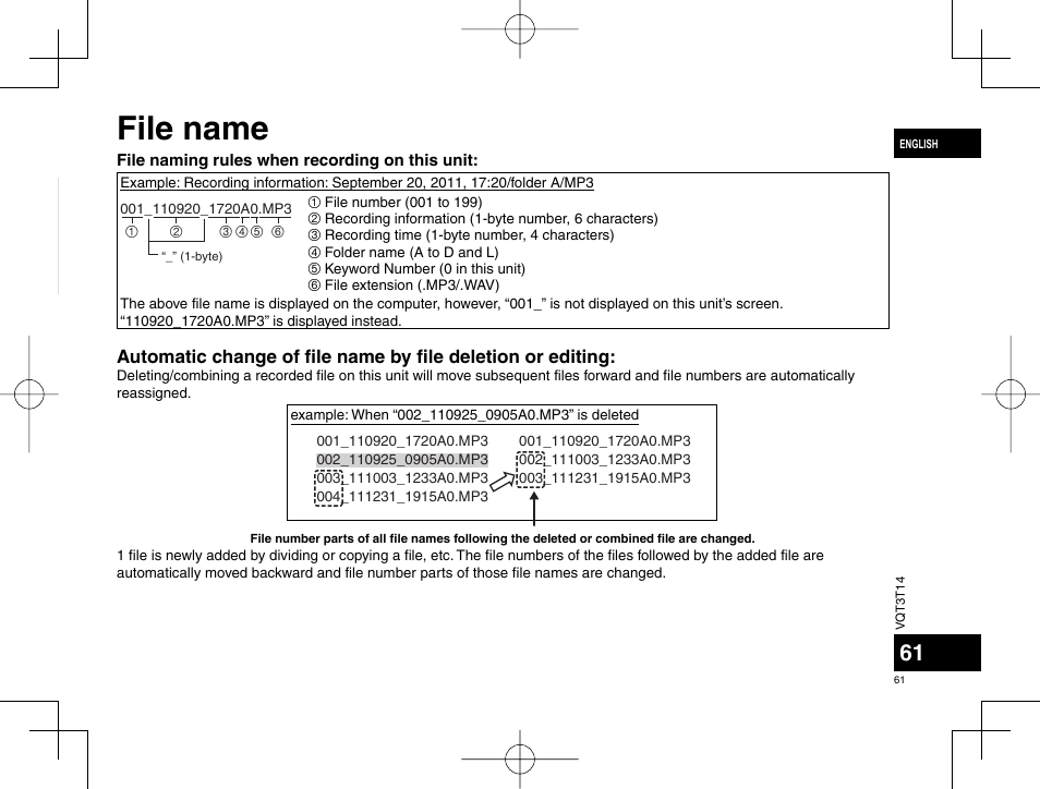 File name | Panasonic RRXS410E User Manual | Page 61 / 230